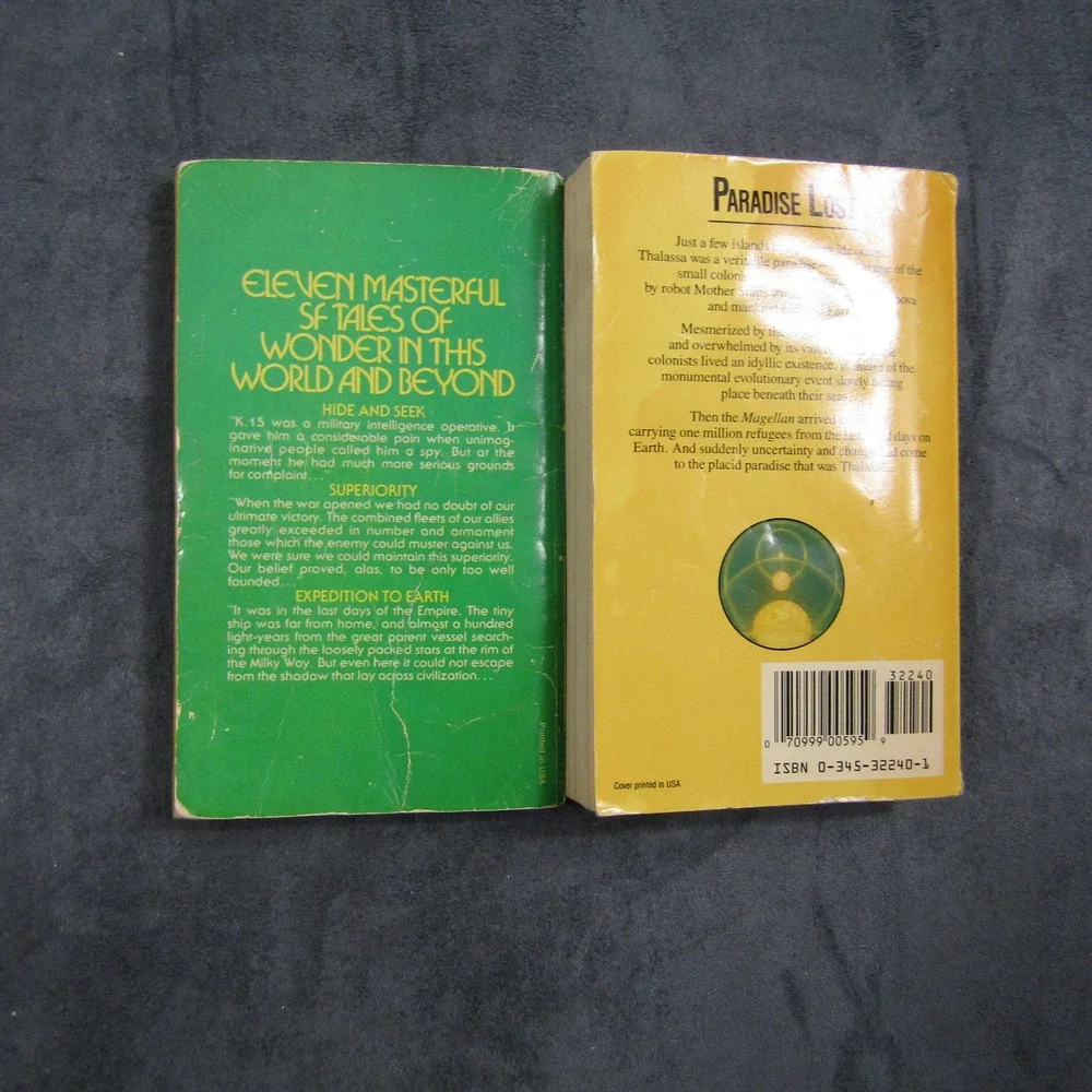 Arthur C. Clarke Book Lot 2pc Green Yellow Expedition to Earth Distant Earth